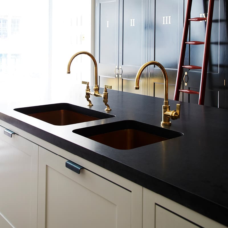Plain English Design US Showroom  Double Kitchen Sink Black Plain English Showroom
