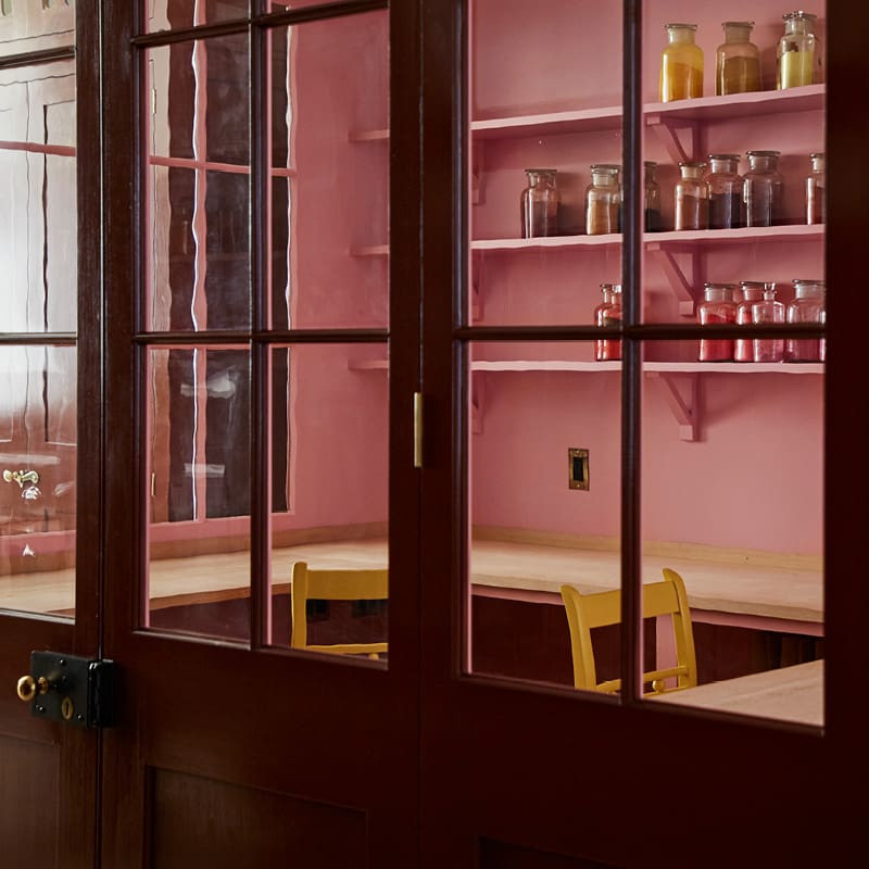 Plain English Design US Showroom  Red Plain English US Kitchen Showroom
