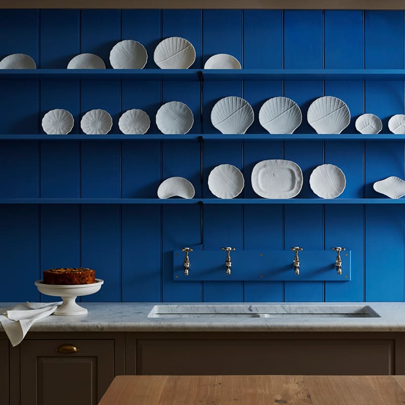 Plain English Design US Showroom  Blue Plain English US Kitchen Showroom
