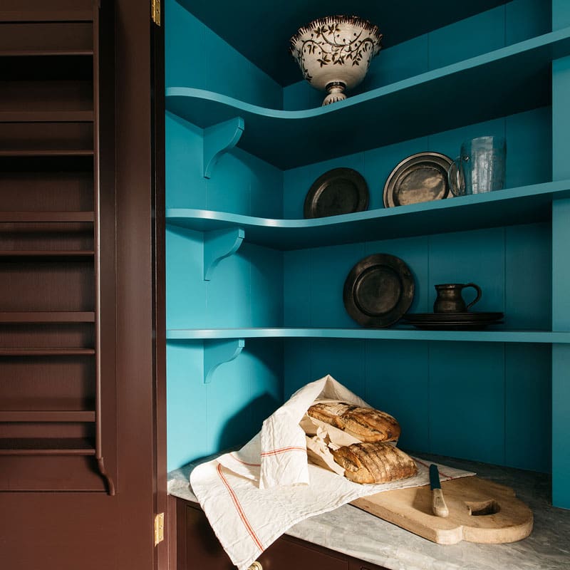 Vibrant Blue Cabinetry Design Plain English Storage Designs