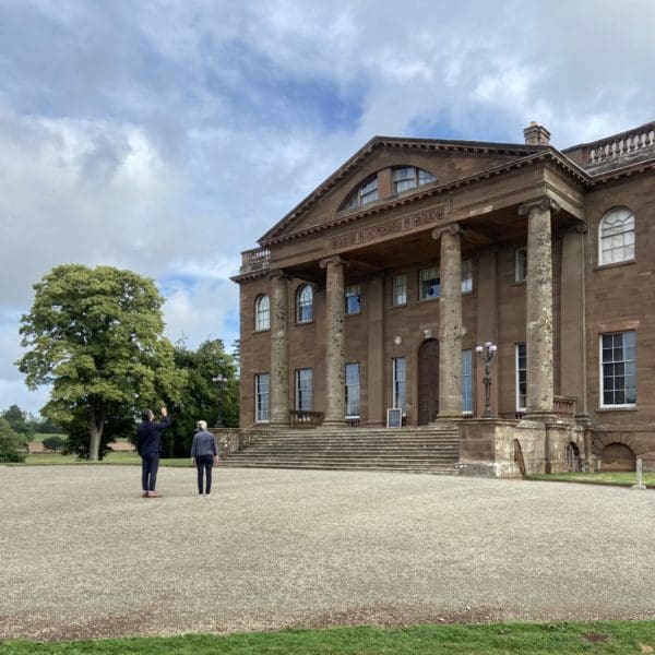 Exterior of Berrington Hall, a large Georgian mansion.