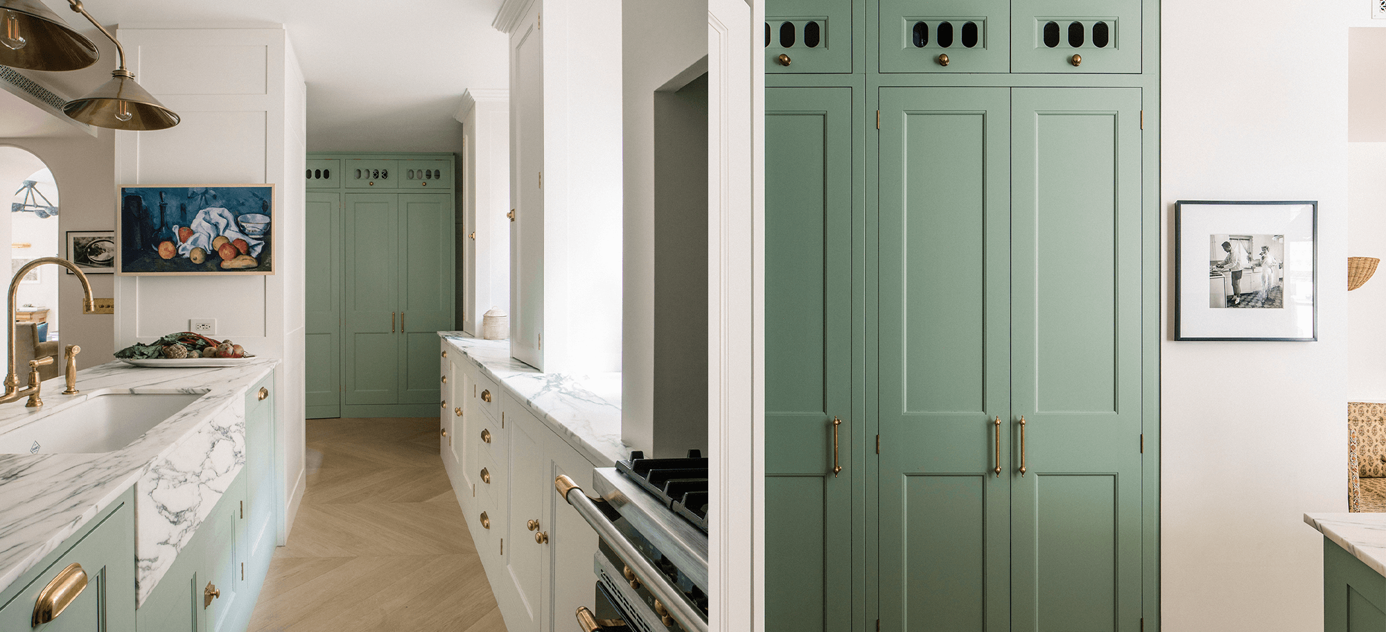  Bespoke kitchen with green cupboard in Manhattan
