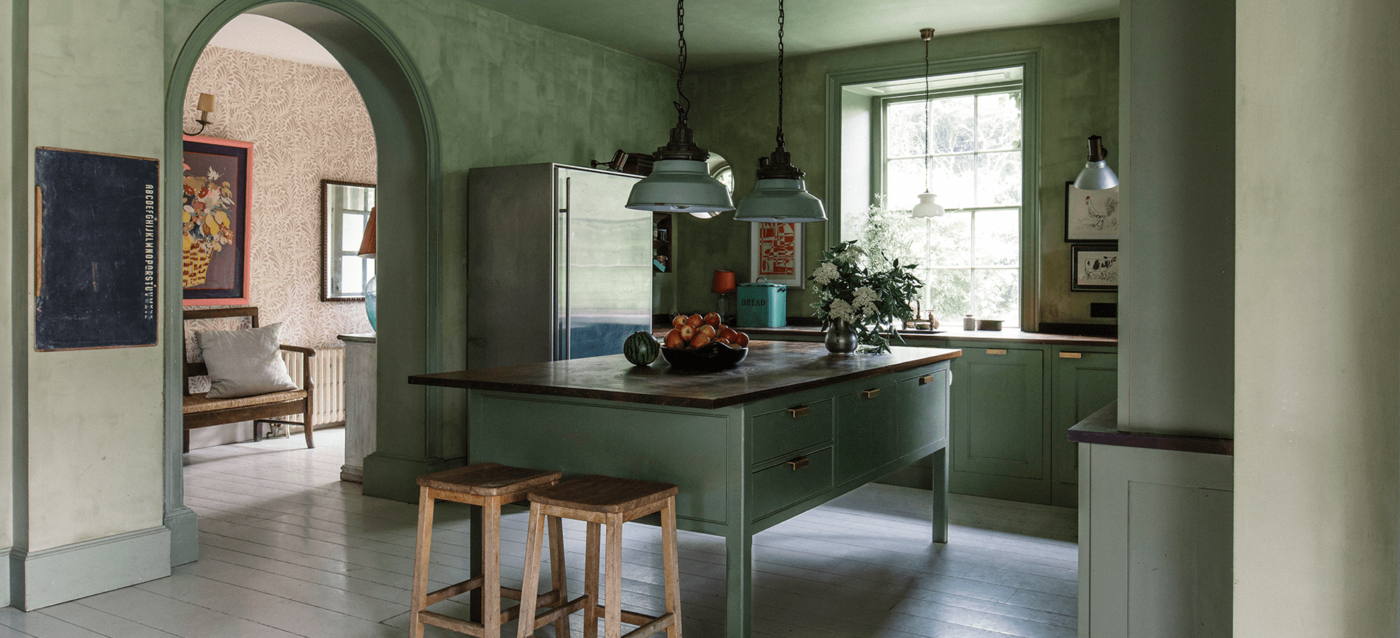  Traditional Olive green painted kitchen designed by Plain English