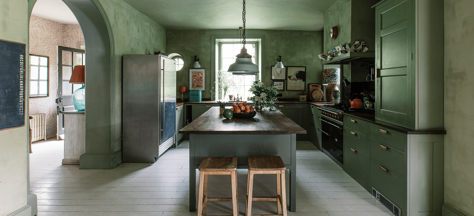  Olive green painted kitchen designed by Plain English